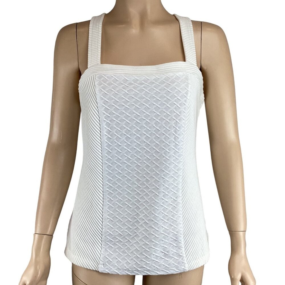 Deletta Anthropologie‎ White Textured Tank Top Medium Gavi